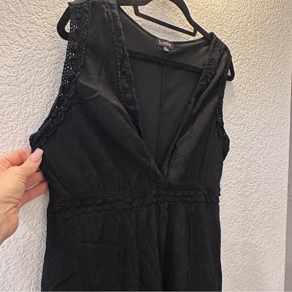 Hourglass Black Boho Maxi Dress Lace Trim Sleeveless Flowy Hem Plus Size 1X - Picture 1 of 12